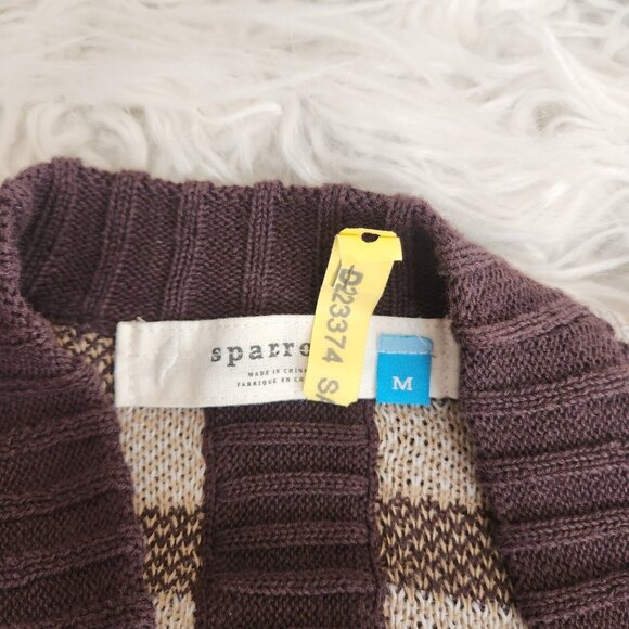 Sparrow Anthropologie Southwestern Geometric Retro Cardigan Sweater M Linen Lamb - Picture 5 of 11